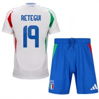 Camisa de Futebol Itália Mateo Retegui #19 Equipamento Secundário Infantil Europeu 2024 Manga Curta (+ Calças curtas)